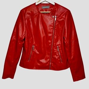 Bagatelle Fiery Red Vegan 🌱 Leather Moto Jacket Fall Jacket Fall Color Faux